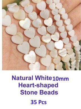 Natural White Heart-shaped Stone Beads  10mm  35 Pcs